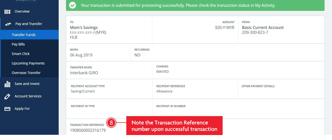 how to add favourite interbank fund transfer in maybank